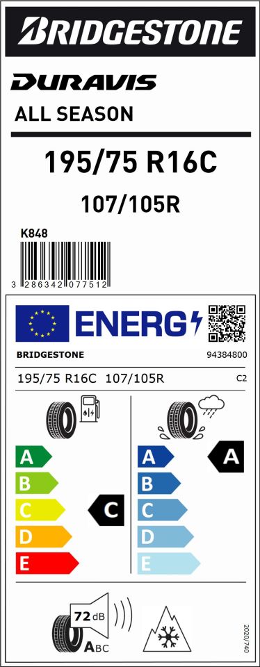 195/75R16C 107/105R DURAVIS A/S