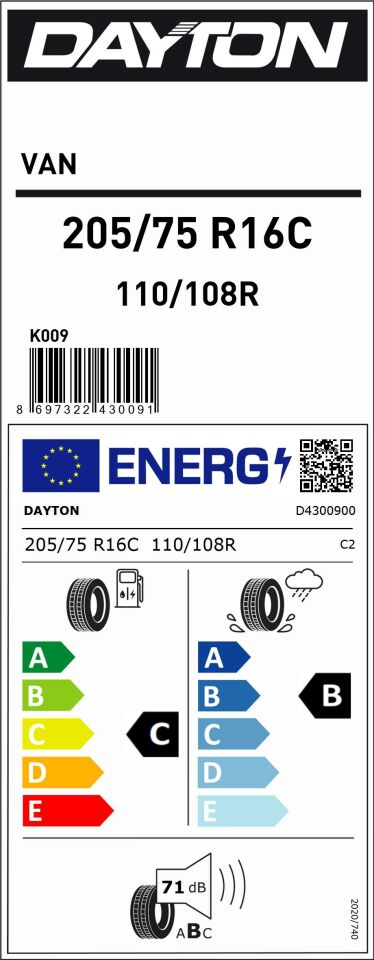 205/75R16C 110/108R DAYTON VAN