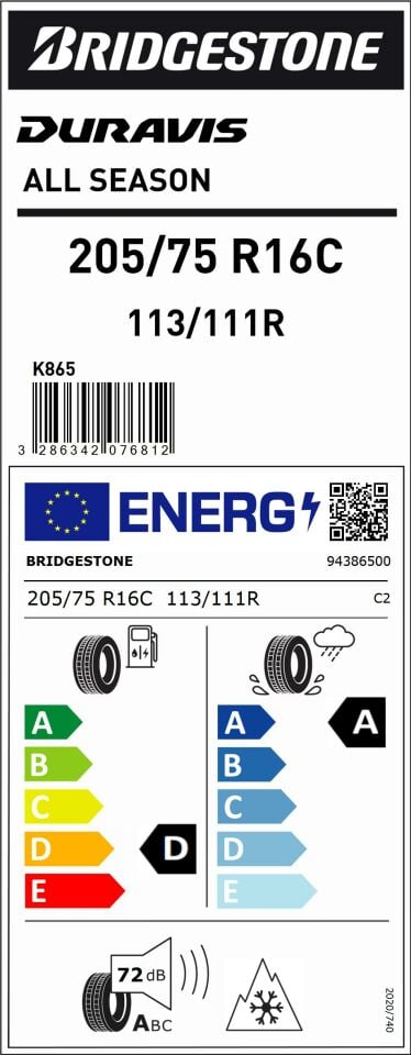 205/75R16C 113/111R DURAVIS A/S