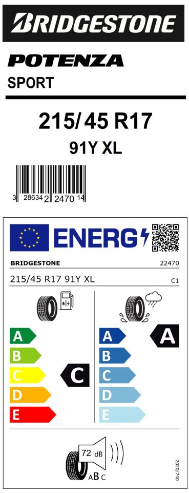 215/45R17 91Y XL POTENZA SPORT