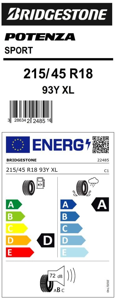 215/45R18 93Y XL POTENZA SPORT