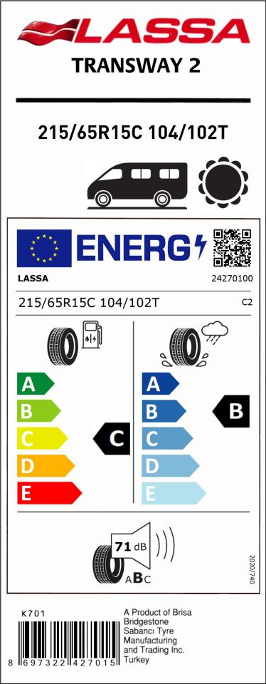 215/65R15C 104/102T TRANSWAY 2