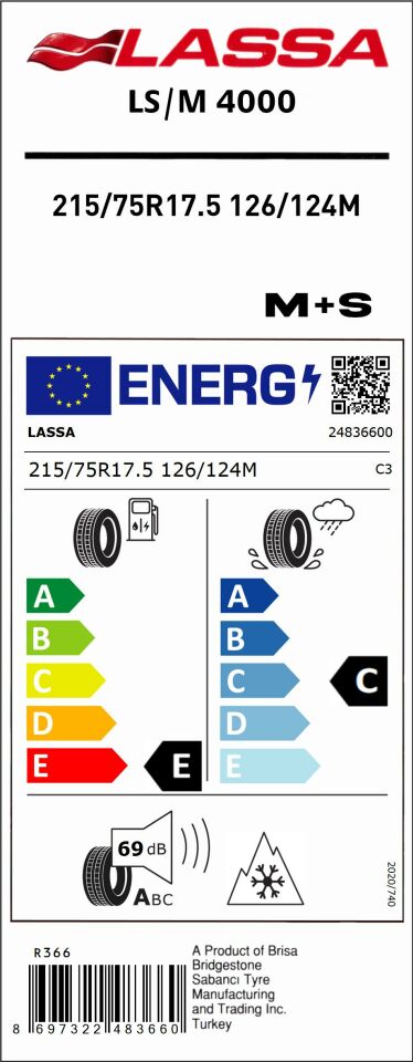 215/75R17.5 126/124M LS/M4000