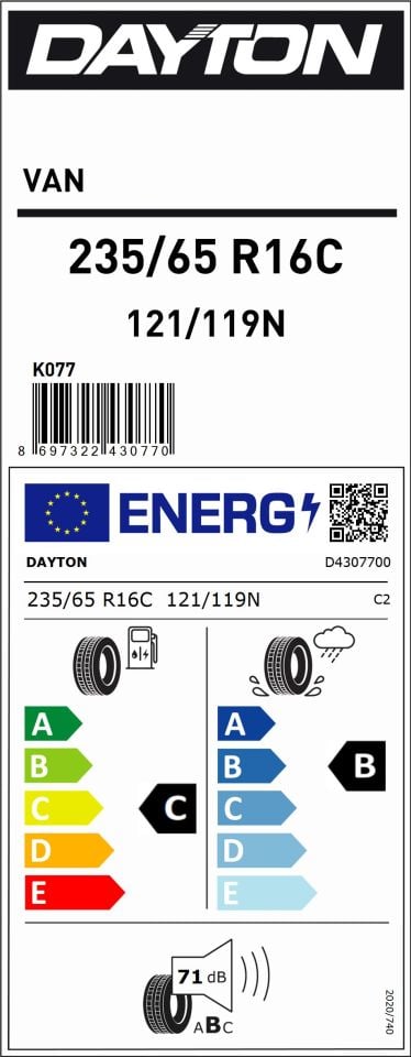 235/65R16C 121/119N DAYTON VAN