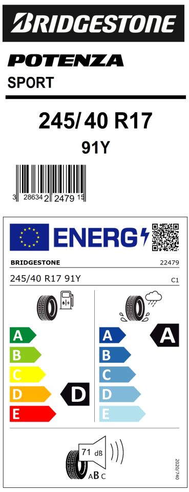 245/40R17 91Y POTENZA SPORT