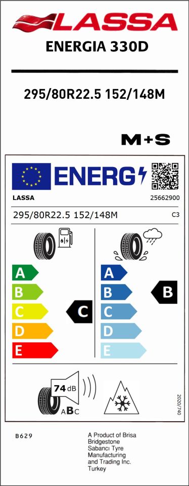 295/80R22.5 152/148M ENERGIA 330D