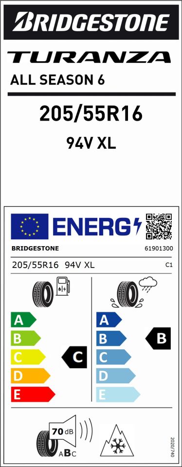 205/55R16 94V XL TURANZA ALL SEASON 6